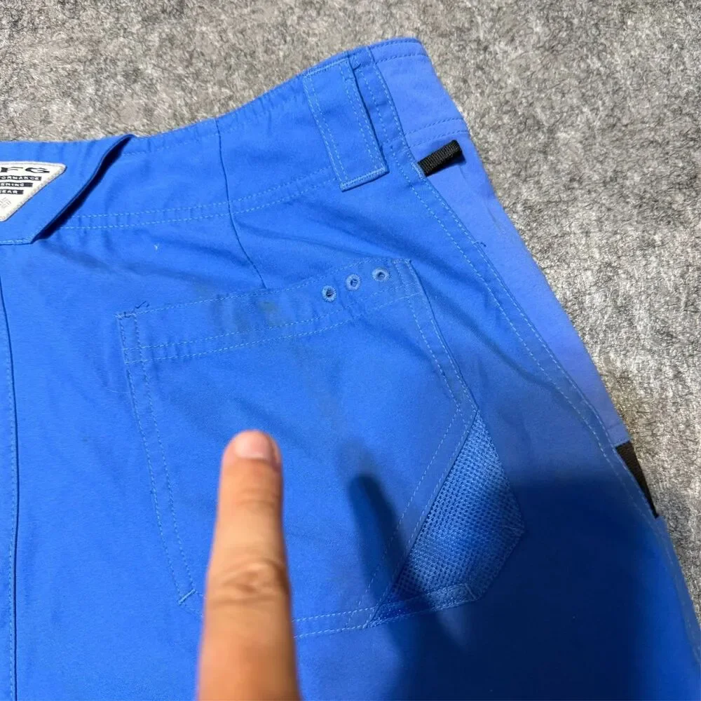 Columbia Mens Cargo Shorts Size 38 Blue Nylon Pfg Omni-Shield